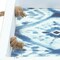 Homeroots Set of Two White And Blue Solid Wood Geometric Trays With Handles 516328 - alternate 2