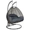 Leisuremod Charcoal Wicker Hanging 2 person Egg Swing Chair, Dark Grey ESCCH-57DGR - alternate 3