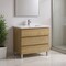 Homeroots 32" Oak Wood Freestanding Bathroom Vanity With White Sink And Three Drawers 627370 - alternate 2