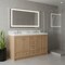 Homeroots 60" Natural Wood Double Bathroom Vanity With White And Gray Quartz Countertop 714297 - alternate 2