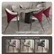 Leisuremod Sante Modern Leather Dining Arm Chair with Iron Legs in White/Bordouex, 2PK SC53WB2 - alternate 3