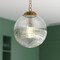 Vaxcel Linden 1-Light Muted Brass Gold Globe Pendant Light with Clear Ribbed Glass Shade Art Deco P0457 - alternate 2