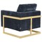 Leisuremod Lincoln Boucle Fabric Accent Armchair, Gold Stainless Steel Frame & Removable Back Cushion, Blue LA31-B-BU - alternate 2