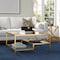 Homeroots 32" Gold Glass And Steel Square Coffee Table With Two Shelves 520971 - alternate 2