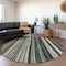 Homeroots 8' Black Gray And Ivory Round Striped Washable Indoor Outdoor Area Rug 614961 - alternate 3
