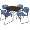 Regency Round Kahlo Breakroom Table W/ 4 Zeng Stack Chairs, 36 in W, 36 in L, Neo Walnut TPL36RNDNWCM44BE - alternate 1