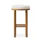 Homeroots 31" White and Natural Boucle and Solid Wood Backless Bar Height Bar Chair 632472 - alternate 4