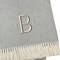 Homeroots 55" X 70" Gray White Herringbone Cotton Blend B Initial Throw Blanket with Tassels Embroidery 655525 - alternate 2