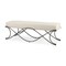 Homeroots 55" Cream and Nickel Fabric and Metal Upholstered Bench 606735 - alternate 1