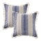 Homeroots Set of Two 18" Blue and Cream Cotton Throw Pillows with Fringe, 2PK 554604 - alternate 1