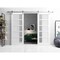 Sartodoors Sliding Double Barn Doors with Hardware White 48x84 (2* 24x84) Solid Core Modern Interior QUADRO4002DB-S-WS-48 x 84 (2* 24x84)-Frosted Glass - alternate 2