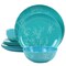 Martha Stewart 12 Piece Leafy FLoral Melamine Dinnerware Set in Turquoise 129264.12 - alternate 1