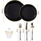 Elama 150 Piece Disposable Plastic Dinnerware Party Set for 25 Guests in Black with Gold Trim 750123351M - alternate 3