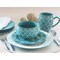 Homeroots Turquoise Sixteen Piece Round Trellis Ceramic Service For Four Dinnerware Set 534543 - alternate 2