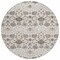 Homeroots 8' Ivory Brown And Gray Round Floral Washable Indoor Outdoor Area Rug 605427 - alternate 2