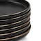 Elama Paul 6 Piece Stoneware Dinner Plate Set in Matte Black with Gold Rim ELM-PAUL6D - alternate 3