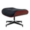 Homeroots 27" Black and Rosewood Tufted Genuine Leather Swivel Lounge Chair With Ottoman 636223 - alternate 1