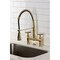 Kingston Brass Double-Handle Deck-Mount Pre-Rinse Bridge Kitchen Faucet, Brushed Brass GS1277BEX - alternate 2