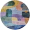 Homeroots 8' Blue Purple And Green Round Abstract Washable Indoor Outdoor Area Rug 604362 - alternate 3