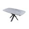 Homeroots 47" Gray and White Ceramic and Metal Self-Storing Leaf Cross Leg Base Oval Extendable Dining Table 555194 - alternate 2