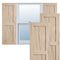 Ekena Millwork Rustic Two Equal Panel Flat Panel Riverwood Faux Wood Shutters (Per Pair), Primed Tan, 18"W x 76"H SHUFP18X76RWPR - alternate 1