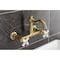 Kingston Brass Two-Handle Wall Mount Bridge Kitchen Faucet, Brushed Brass KS3257PX - alternate 4