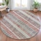 Homeroots 8' Burgundy And Silver Round Striped Washable Indoor Outdoor Area Rug 632205 - alternate 2