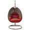 Leisuremod Beige Wicker Hanging Egg Swing Chair with Cherry Cushions ESCBG-40CHR - alternate 3