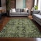 Homeroots 8' X 10' Olive Green and Dark Green Oriental Washable Non Skid Indoor Outdoor Area Rug 563778 - alternate 2
