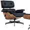 Homeroots 27" Black and Brown Tufted Genuine Cowhide Swivel Lounge Chair With Ottoman 636227 - alternate 3