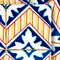 Homeroots 8" X 8" Blue Yellow Zig Peel and Stick Tiles 400189 - alternate 2
