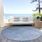 Homeroots 8' Navy Blue And Sky Blue Round Abstract Washable Indoor Outdoor Area Rug 588216 - alternate 2