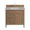 James Martin Vanities Brittany 36" Single Vanity, Pecan w/ 3 CM Victorian Silver Silestone Top 655-V36-PCN-3VSL - alternate 1