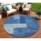 Homeroots 8' Navy Blue And Sky Blue Round Geometric Washable Indoor Outdoor Area Rug 612450 - alternate 1