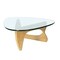 Homeroots 54" Clear and Natural Glass and Wood Triangle Abstract Coffee Table 635430 - alternate 2