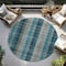 Homeroots 8' Teal Blue Navy Blue And Olive Green Round Plaid Washable Indoor Outdoor Area Rug 614019 - alternate 3