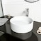 Vigo Starr Modern White Matte Stone 15 in. L x 15 in. W x 5 in. H Round Vessel Bathroom Sink VG04018 - alternate 2