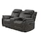 Homeroots 74" Gray Faux Leather Manual Reclining Loveseat With Storage 561568 - alternate 4