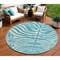 Homeroots 8' Teal Blue And Ivory Round Animal Print Washable Indoor Outdoor Area Rug 600662 - alternate 1