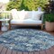 Homeroots 8' Navy Blue And Denim Blue Round Striped Washable Indoor Outdoor Area Rug 609560 - alternate 4