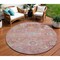 Homeroots 8' Pink Gray And Gold Round Floral Washable Indoor Outdoor Area Rug 604086 - alternate 1