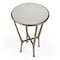 Homeroots 23" White and Gold Distressed Marble and Aluminum Round End Table 634861 - alternate 2