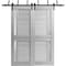 Sartodoors Sliding Closet Barn Bypass Doors 84 x 80in, Light Grey Oak W/ Frosted Glass, Sturdy 8ft Rails VEREGIO7288BBB-OAK-84 - alternate 2