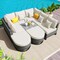 Homeroots Two Piece Outdoor Beige Wicker Sectional Seating Group with Beige Cushions 625677 - alternate 2