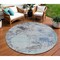 Homeroots 8' Turquoise Denim Blue And Gray Round Abstract Washable Indoor Outdoor Area Rug 630815 - alternate 1