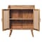 Homeroots 35in Brown Distressed Solid Wood Inlaid Rattan Accent Cabinet With Two Doors 654286 - alternate 2