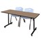 Regency Kobe T-Base Training Seminar Table W/ 2 M Stack Chairs, 60 in W, 24 in L, Noble Oak MKTRCT6024NO47GY - alternate 1