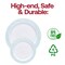 Smarty Had A Party 7.5" White with Turquoise Blue and Silver Mosaic Rim Round Plastic Salad Plates (120 Plates), 120PK 897TBS-CASE - alternate 3
