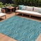 Homeroots 9' X 12' Teal Blue Fern Green And Ivory Geometric Washable Indoor Outdoor Area Rug 615240 - alternate 1