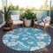 Homeroots 8' Turquoise Ivory And Gray Round Floral Washable Indoor Outdoor Area Rug 599930 - alternate 2